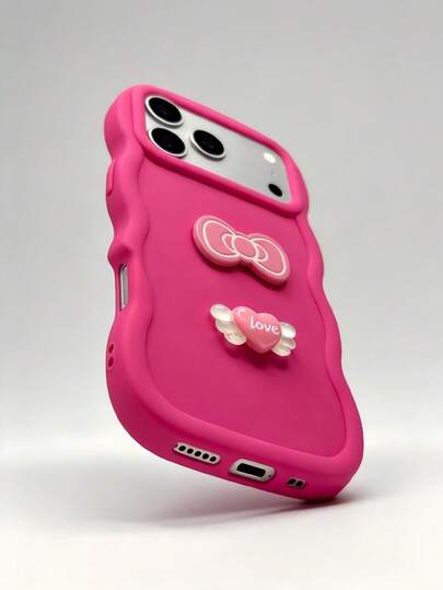 1个创意翅膀和爱心设计，蝴蝶结波浪边简约大孔，兼容苹果7/8/X/XR/XS Max/11/12/13/14/15/16/17 Pro Max、三星Galaxy A14/A15/A16/A17/A04/A05/A06/A07/A54/A55/A56/A34/A35A/36/S25/S25 Plus/S25 Ultra、A54、G13/14/15 软全包手机壳