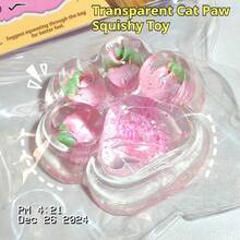 热门透明草莓猫爪挤压玩具，创意办公情绪稳定器，减压礼物，生日、节日、情人节的完美之选 - 彩色 - 查看 5