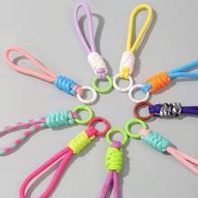3pcs/5pcs/10pcs Colorful Handmade Woven Rope Keychain, Backpack Pendant, Anti-Lost Key Chain, Phone Accessory, Polyester Short Rope Pendant, Phone Case Keychain (Random Color) - Multicolor - View 5