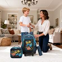 3件套儿童拉杆背包，男女童通用，含午餐包和铅笔盒，返校必备 - 兒童拉桿包 - 查看 12