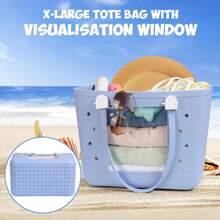 Lightweight Rubber Beach Bag XL Transparent Window Travel Tote Bags - 草綠色 - 查看 7