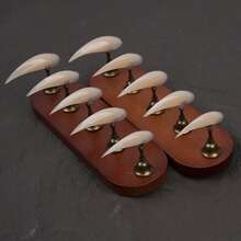 10片手工闪亮长龙爪美甲贴片，黑灰色闪粉尖头野兽美甲，原创设计，100%贴合，加厚可重复使用甲片 - 杏色 - 查看 13