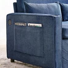 Minimalist, Elegant And Lightweight 3-In-1 Two-Seater Sofa Bed With A Sliding Convertible Function, USB Charging, Ideal For Naps, Beige - Navy Blue - View 6