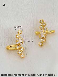 1对水晶星星夹式耳环，女士立方氧化锆耳夹耳环，无需耳洞 - 耳夾 - 查看 8