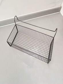 Cesta colgante de hierro fundido para colgar sobre la puerta - Organizador de almacenamiento de malla tejida negra, marco de metal resistente con mecanismo de suspensión, estantería multiusos ahorradora de espacio para ropa, juguetes, ropa de cama - Dormitorio, armario, almacenamiento, cesta de almacenamiento tejida, almacenamiento de dormitorio, sistema de suspensión estable, cesta escalonada, opción de regalo perfecta para 11 días festivos - A - Ver 3