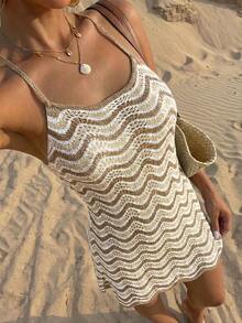 Women's Summer Bohemian Ombre Hollow-Out Sexy Sheer Cover-Up Camisole Mini Dress Vacation Beach - Nhiều màu 3 - Xem 2