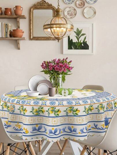 1 Khăn trải bàn in họa tiết hoa chanh và xanh tươi mát, chất liệu polyester cao cấp, viền lượn sóng, chống bám bẩn, chống thấm nước, có thể giặt, không nhăn, bảo vệ bàn đáng tin cậy, tuyệt vời cho mọi dịp, tiệc mùa hè, đám cưới, trang trí nhà cửa, vật dụng không thể thiếu cho bàn ăn và nhà bếp, trang trí nhà cửa, khăn trải bàn, trang trí bàn tiệc cưới, trang trí trung tâm bàn tiệc cưới, trang trí phòng, trang trí cổ điển.