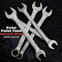 8-10-12mm Industrial Matte Finish Ribbed Open-End Wrench, Fixed Wrench, Pearl Nickel-Chromium-Vanadium Steel Spline Wrench, Reversible Wrench Set - 8-10-12 Three-piece Set - View 7