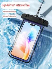 2pcs Waterproof Diving Bag, Touch Screen Sealed, Suitable For Swimming, Underwater Photography, Dustproof, Shockproof, Rainproof, Waterproof, Floating, Portable, Can Be Used As Sports Phone Case, Sports Bag, Waterproof Bag, Holiday Beach Travel Waterproof Phone Case, Summer Swimming Bag, Holiday Beach Wallet, Outdoor Sports Holiday Swimming Pool Sports Fitness Travel Bag, Unisex Travel Essential Beach Swimming Bag - 黑色+粉紅色 - 查看 4
