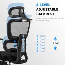Silla de Juegos ergonómica de Malla con Soporte Lumbar y reposapiés Respaldo Alto reposacabezas Ajustable y reposabrazos Ideal para Oficina en casa y Gaming - Moderno - Ver 7