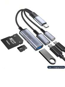 Gesen 5合1多功能数字音频适配器线缆，Type-C音频适配器，支持SD/TF/USB读卡器 - 彩色 - 查看 7