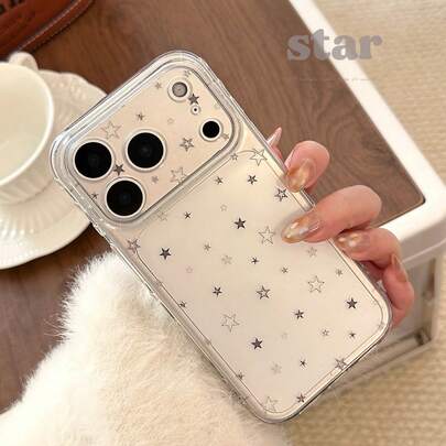 星形 Kavenfort 透明灰色网格，墨点星形图案，极简灰色星形设计，兼容 17、17 Pro Max、16、14，全覆盖，独特，几何，极简风格，小众，INS 风格