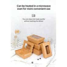 Bộ 2 hộp đựng thức ăn mang đi kiểu cửa sổ, hộp cơm trưa bằng giấy sáp, hộp đựng thực phẩm bằng giấy sáp dùng một lần, thích hợp cho bữa trưa, nhà hàng, dịch vụ ăn uống, tiệc tùng, dã ngoại. - màu nâu - Xem 8