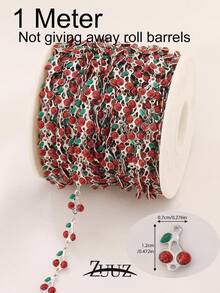 1米不锈钢可爱珐琅樱桃甜美链条，适用于DIY珠宝，女士女孩项链手链配件耳环制作 - 鏈條 - 查看 10