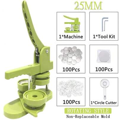 Badge Pin Button Maker Machine DIY 25/32/37/44/58MM Badges Set With 100Pcs Button Parts+Circle Cutter, Badge Press Maker Machine