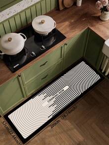 1 件硅胶厨房地垫，黑白渐变同心椭圆线图案，“COOKING NOW”字样印花，现代简约风格，适用于厨房、浴室、玄关、洗衣房、卧室、客厅装饰 - 彩色 - 查看 10
