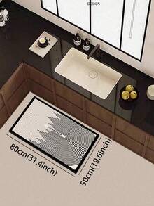 1 件硅胶厨房地垫，黑白渐变同心椭圆线图案，“COOKING NOW”字样印花，现代简约风格，适用于厨房、浴室、玄关、洗衣房、卧室、客厅装饰 - 彩色 - 查看 16
