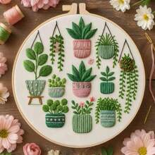 Bộ dụng cụ thêu hình chậu cây, bộ thêu thủ công DIY dành cho người mới bắt đầu bao gồm vải in sẵn, khung thêu, chỉ màu, kim và sách hướng dẫn, phù hợp cho người mới bắt đầu, lý tưởng để trang trí nhà cửa, các hoạt động tiệc tùng, quà tặng Giáng sinh, Ngày của Mẹ, Lễ Tạ ơn, quà tặng sáng tạo cho những người yêu thích thủ công. - thực vật - Xem 11
