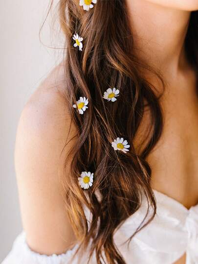 Bộ 10 kẹp tóc hoa vô hình, thích hợp cho tóc tết, vòng buộc tóc có thể điều chỉnh, phụ kiện tóc hình hoa cúc, trang trí kiểu tóc mùa hè, đám cưới, kỳ nghỉ, bãi biển cho phụ nữ, phụ kiện đội đầu.