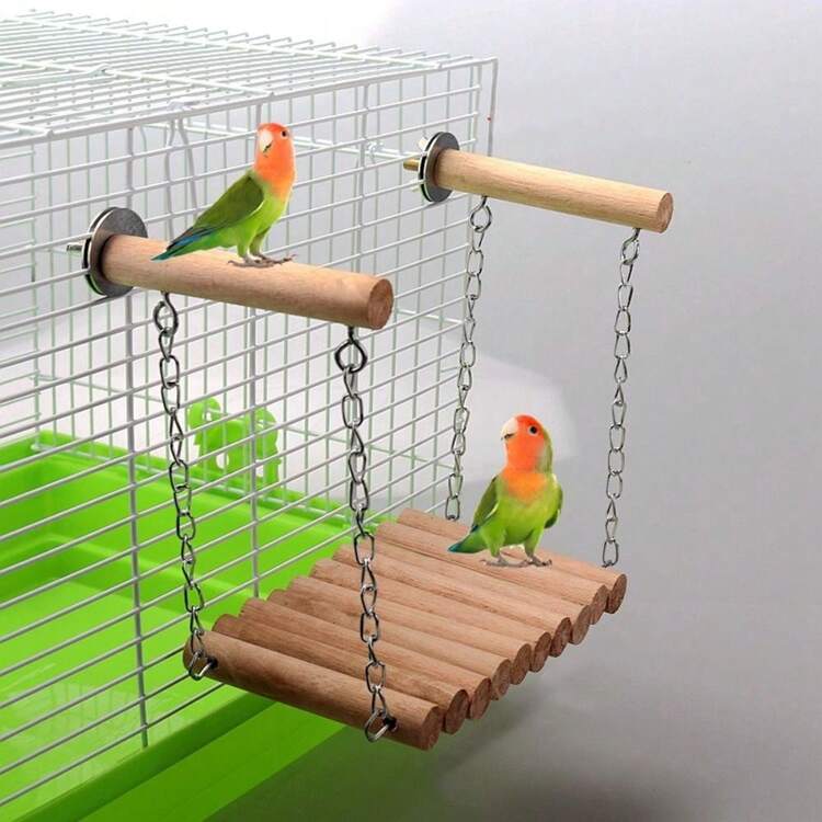 Bird Parrot Ladder Perch Hanging Cage Perch Chewing Parakeet Climbing Toy Wood Ladder For Medium Small Bird - 1pc Training Hoop - View 10