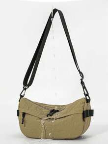 1-delad solid vattenavvisande nylon lättviktig dragkedja stängd casual axelremsväska för män och daglig pendling - Multifärgad - Visa 9