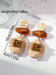 New Fashionable Exaggerated Acrylic Earrings, Elegant Hollow Round Pendant Earrings, Niche Design - Multicolor - View 9