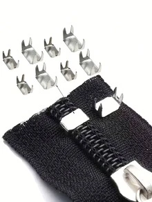 #5 Zipper Head & Tail - Metal Zipper Head & Tail - 4-Prong Tail, 4-Prong Code Crimp - Silver - View 2