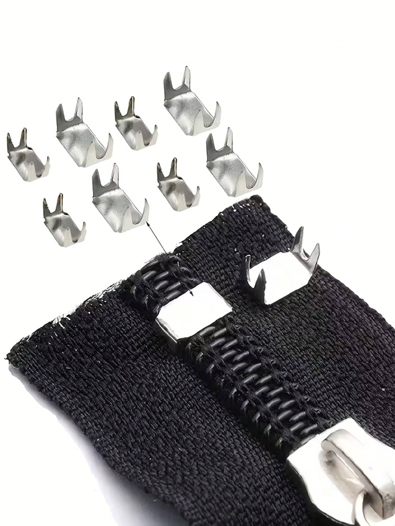 #5 Zipper Head & Tail - Metal Zipper Head & Tail - 4-Prong Tail, 4-Prong Code Crimp