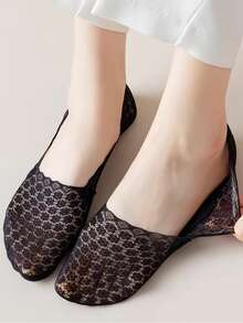 chuanwa（2） 1/5/10 Đôi tất nữ mỏng, khoét lỗ, thoáng khí, kiểu dáng casual, ren, thích hợp sử dụng hàng ngày - Nhiều màu - Xem 12