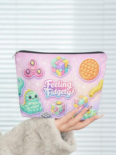 Feeling Fidgety Fidget -Themed Makeup & Accessory Organizer Pouch - Sensory Disorder-Friendly Design, Beige Case For Gadgets, Supplies, Travel Essentials A Lightweight Stress-Relief Gadget, A Unisex Birthday Or Travel Gift,Are You Feeling Uncomfortable? This Themed Bag For Cosmetics And Additions Is Tailored For Individuals With Sensory Challenges, Incorporating A And Icons That Are Easy On The Senses. It Is Capable Of Storing Gadgets, Supplies