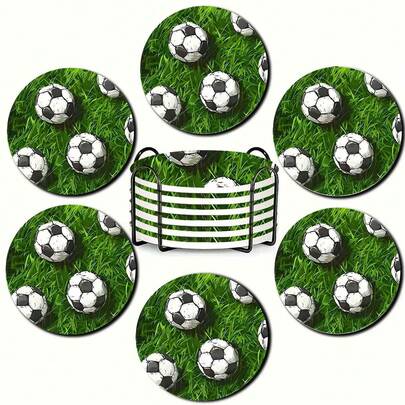 6 قطعة/مجموعة أو 420 قطعة/70 مجموعة من بطانات الأكواب الخشبية المطبوعة بنمط كرة القدم لكأس العالم 2026، بدون حامل بطانات الأكواب، قطر 10 سم/0.35 بوصة، ظهر خشبي، بطانات أكواب زخرفية للأكواب، ديكور المطبخ والمائدة المنزلية، ديكور سطح الطاولة