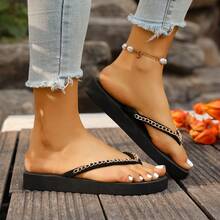 Dép xỏ ngón quai ngang cho nữ, dép đế bằng thời trang đi biển mùa hè. - màu đen - Xem 2