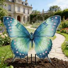 Flat Printed Acrylic Pink Butterfly Garden Decor, Outdoor Yard Lawn Potted Plant Decoration Stake - A - View 8