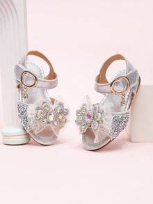 2026 New Girls Sandals, Children Princess Shoes With Rhinestone Bow, Little Girl Student Beach Shoes, Summer - Silver - View 5