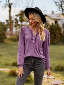 Women Sports Knit Tees & Tanks - Purple - View 3