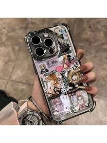 Anime Design Phone Case Suitable For IPhone 16 15 14 13 12 11 Pro Max X XR XS MAX 8 7 Plus Electroplated, Shockproof, Transparent Soft Back Cover - 銀色 - 查看 4