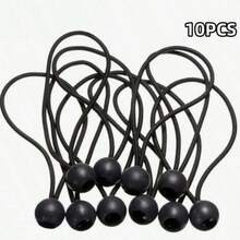 1pc/10pcs/20pcs Heavy Duty Nylon Elastic Rope With Metal Ball Buckle Hook - 55.34kg Tensile Strength, Waterproof Black Elastic Cord, Suitable For Tent Stakes, Camping Gear And Outdoor Equipment, Durable And Flexible Heavy Duty Rope, Back To School Tie - Black - View 11