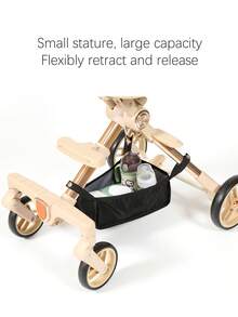 1pc Baby Stroller Bottom Frame Storage Basket, Waterproof Infant Carriage Undercarriage Organizer Bag With Adjustable Buckle - Multicolor - View 4