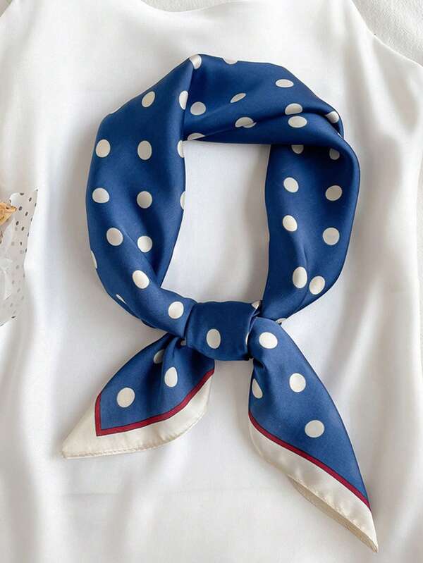 Lenço bandana feminino de seda com estampa de bolinhas, luxuoso e elegante, 70*70cm, ideal para uso diário, ótima opção de presente, perfeito para praia, férias e viagens.
