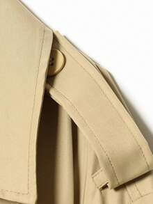 Áo khoác dáng ngắn kiểu Pháp mùa xuân dành cho nữ, kiểu dáng hai hàng cúc, thắt lưng, cổ ve lật, tay dài, thanh lịch, thích hợp cho nữ. - Màu Khaki - Xem 4