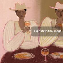 1幅装裱/未装裱复古西部牛仔女郎葡萄酒晚餐帆布海报抽象厨房吧台车墙面艺术印刷品极简主义装饰复古画，适用于公寓、客厅、餐厅、现代家居装饰 - Poster - 查看 6