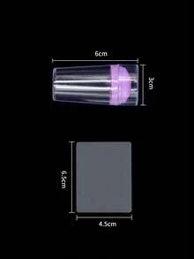 美甲印花工具套装，透明极光雪花硅胶印章，美甲钢板印花DIY，大小美甲印章和刮板 - 無色 - 查看 13