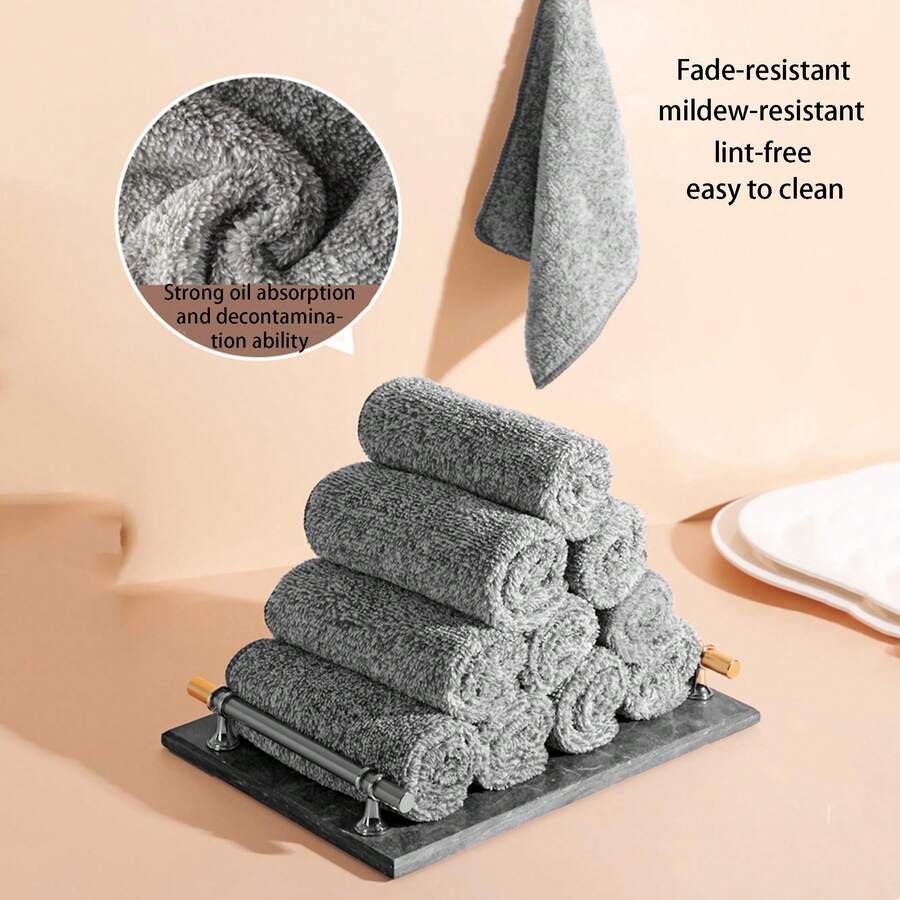 Bamboo Charcoal Cleaning Cloth - Thickened, Super Absorbent, Oil-Proof, Ultra-Fine Fiber Dish Cloth And Dishcloth For Kitchen