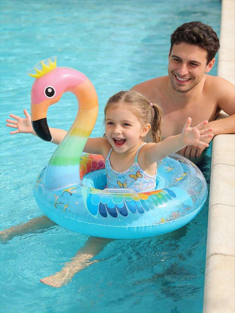 Flotador inflable en forma de flamenco para piscina, sillón de descanso acuático para exteriores, bote flotante divertido para la playa, suministros para fiestas en la playa
