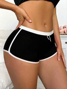 女士休闲简约针织平角内裤 - 黑色 - 查看 4