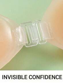 1对女士硅胶文胸，无肩带硅胶文胸，女士硅胶聚拢文胸垫，款式多样，适合婚礼穿着，带乳贴，透气防水文胸 - 杏色 - 查看 4