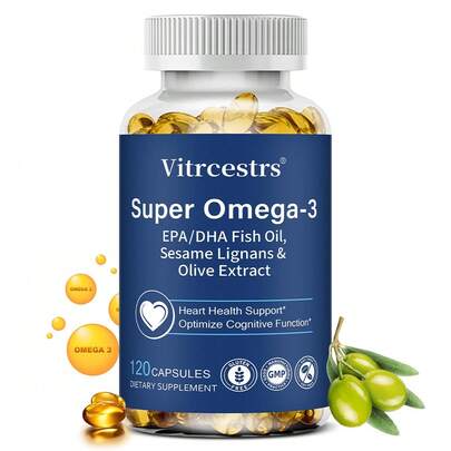 Cápsulas blandas de aceite de pescado Omega 3 de triple concentración, 800 mg, que contienen EPA y DHA, que favorecen la salud del corazón, el cerebro y los ojos, 120 cápsulas