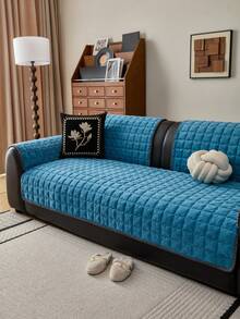1 chiếc vỏ đệm sofa nhung cao cấp, kiểu dáng tối giản hiện đại, bảo vệ sofa quanh năm, thoáng khí, chống trượt, chống bụi, có thể giặt máy, không biến dạng, chống phai màu, bền, chống trầy xước do thú cưng, phù hợp với sofa 1-4 chỗ, sofa chữ L, văn phòng, phòng ngủ, phòng học. - Màu xanh lam - Xem 4