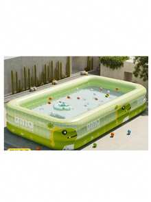1pc Large Dinosaur Theme Inflatable Swimming Pool With Playground Feature - Durable PVC, Foldable And Portable, Ideal For Family Water Fun And Backyard Pool Parties, Outdoor Water Entertainment|Dinosaur Theme Pool|PVC Inflatable Pool No Sunshade - Multicolor - View 13