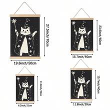 1pc Wizard Cat Wall Art Picture Vintage Linocut Style Magic Cat Canvas Print Paintings|Black And White Celestial Witchy Cat Decor For Bedroom,Living Room Or Office Home Decor,Mystical Astrology Animal Poster,Unique Gift For Her,Unframed,Wooden Hanger Frame Or Framed - Pattern - View 8